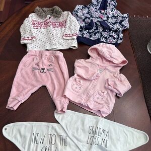 Bundle Infant Clothing Carters Rae Dunn Bibs Jackets Christmas Sweater 3-6 Mo